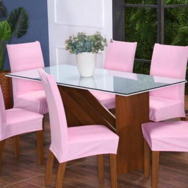 Imagem de Kit Com 4 Capas Para Cadeira De Jantar Malha Gel - Rosa - Confecções M