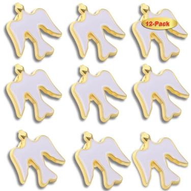 Imagem de 12/50/100 pacotes de alfinetes de lapela esmaltados de pomba branca banhado a ouro - Espírito Santo/Paz/Presentes Memoriais para roupas bolsas chapéu, 25X22MM, Metal, Sem pedras preciosas