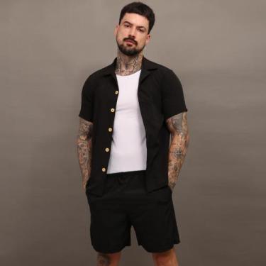 Imagem de Kit 3Pçs Masculino Short E Camisa Tactel + Camiseta Premium - Modas Le