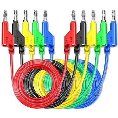 Imagem de Goupchn Cabos de teste de plugue banana a banana empilháveis Cabo de teste elétrico macio Fio de 10 pés/3m para multímetro 1000V 15A