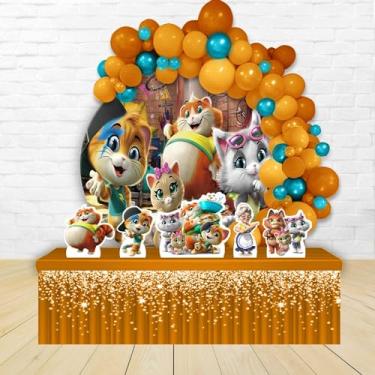 Imagem de Kit Decoração Painel Redondo Festa de Aniversário Infantil 44 Gatos