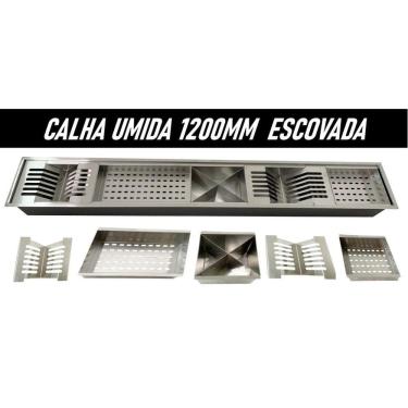 Imagem de Calha Úmida Gourmet Canal Organizador Escorredor Inox 120Cm