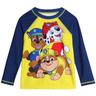 Imagem de Nickelodeon Camiseta masculina Patrulha Canina Rash Guard - Chase and Marshall - Secagem Rápida Areia e Proteção Solar (2T-12), Amarelo/azul-marinho, 7