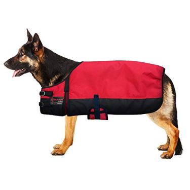 Imagem de HILASON Cobertor impermeável para cães 200 g/m2 600D para inverno vermelho e preto | Casacos e cobertores para cães | jaquetas quentes à prova d'água | Casaco para cães | Cobertor para animais de