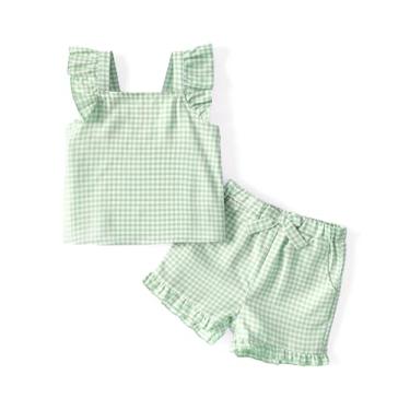 Imagem de PATPAT Conjunto de 2 peças de camiseta regata e short de verão para meninas de 12 a 6 anos, Verde limão, 3 Anos