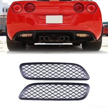 Imagem de LLKUANG Folha decorativa de malha de farol de neblina traseira de carro compatível com Chevrolet Corvette C6 2005-2013, moldura de farol de neblina de aço inoxidável, capa de proteção de grade - 2