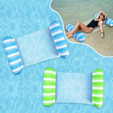 Imagem de Pacote com 2 boias de piscina para adultos 4 em 1 boia de rede de água, sela, drifter, espreguiçadeira, boia de piscina inflável para piscina, praia, rede flutuante