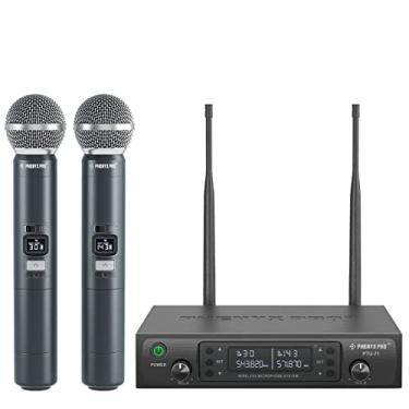 Imagem de Phenyx Pro Sistema de microfone sem fio UHF duplo, microfones sem fio para desempenho profissional de longo alcance de 76 m, multicanal, construído em metal, vida útil da bateria de 16h, ideal para