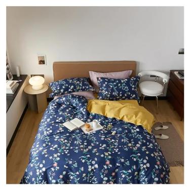 Imagem de Jogo de cama com estampa de folhas rústicas de algodão queen size king size lençol e capa de edredom (8 200 x 230 cm)