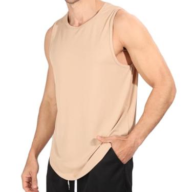 Imagem de Camiseta regata canelada lisa para academia masculina verão outono gola canoa colete masculino 2024 ajuste regular, C-58 cáqui, M