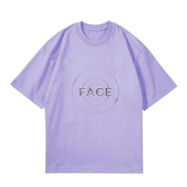Imagem de Camiseta Jimin Solo Face, camisetas soltas k-pop unissex com suporte de mercadoria estampadas camisetas de algodão, Roxo claro, P