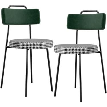 Imagem de Kit 02 Cadeiras Decorativa Estofada Sala Jantar Barcelona L02 Facto Verde Musgo Pied Poule - Lyam