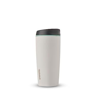 Imagem de Owala SmoothSip Copo de café isolado de aço inoxidável, copo de café gelado reutilizável, caneca de viagem de café quente, sem BPA, 590 ml, cinza (Cloudscape)