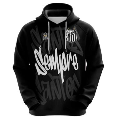 Imagem de Blusa | Agasalho do Santos Sempre Santos com Capuz e Canguru Preta - Oficial