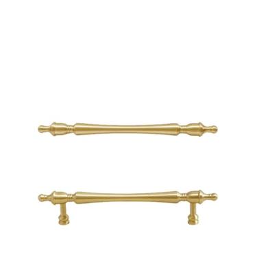 Imagem de Maçaneta de cobre puro para porta de guarda-roupa, maçaneta de latão sólido americano, maçaneta de porta de cobre puro para armário, maçaneta dourada para porta de guarda-roupa, A, 128MM