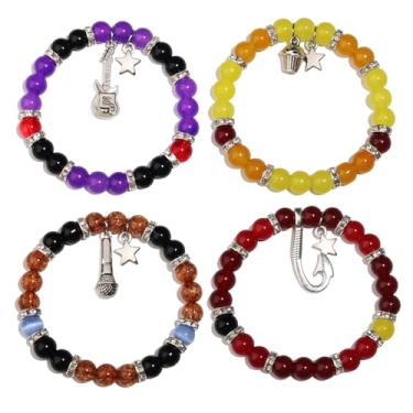 Imagem de GINAZL Five Night at Freddy Pulseiras FNAF, 4 peças Freddy Bonnie Chica Foxy Pulseira FNAF Stuff Merch Presentes de Dia dos Namorados para Adolescentes Presentes de Filmes de Terror, Small, Sem Pedra