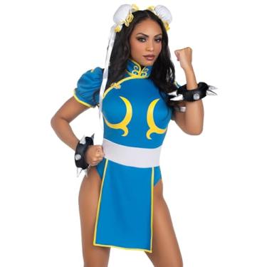Imagem de Leg Avenue Fantasia feminina de Street Fighter ChunLi, Azul, Small/Medium