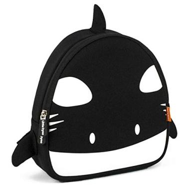 Imagem de Little Dyno Mochila infantil unissex lavável na máquina com tubarão e lancheira, fácil de limpar, neoprene durável é reciclado e reutilizável, ótimo para praia, piquenique, ar livre e pré-escola, 27 x