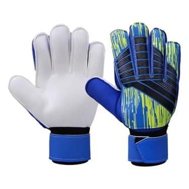 Imagem de Colaxi Luvas de goleiro Luvas de goleiro de futebol Antiderrapante Respirável Profissional para Adultos Alça de pulso ajustável Luvas de futebol, Azul, 8cm