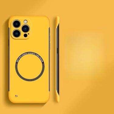 Imagem de Capa de telefone magnética rígida sem moldura para iPhone 15 14 13 12 11 Pro Max Plus Ultra Thin Cover, amarela, para iPhone 3GS