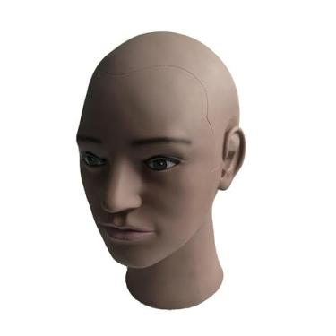Imagem de Milageto Cabeça de manequim careca, suporte de cabelo, peruca, bonés, apliques, chapéus, lenços de cabelo
