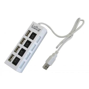 Imagem de Hub Usb 2.0 Com 4 Saidas Com Chave Individual - Branco