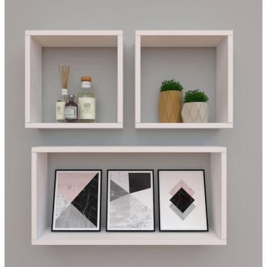 Imagem de Kit Com 3 Nichos Decoração Para Sala Branco Retangular
