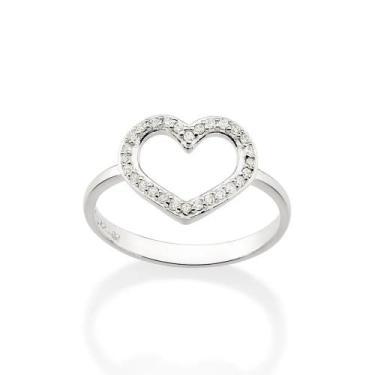 Imagem de Anel de prata 925 feminino rommanel fino skinny coração cravejado zirc