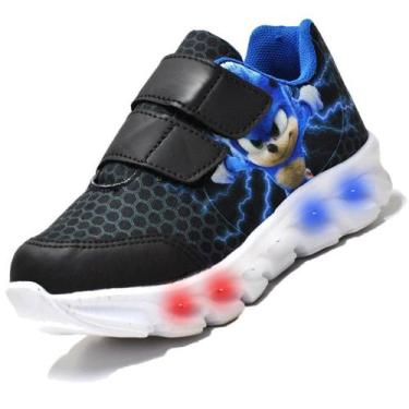 Imagem de Tenis De Led Masculino Sonic Calce Facil Meninos Infantil Estilo Origi