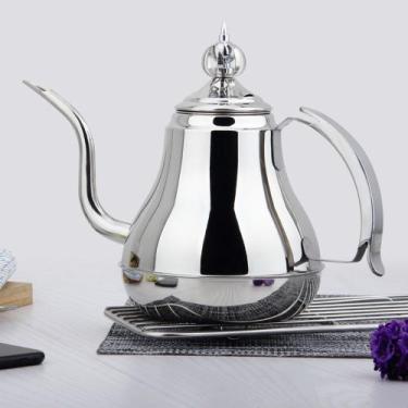 Imagem de 1200ml Chaleira Aço Inox Escovado Bico Fino Cha Cafe - RALEO