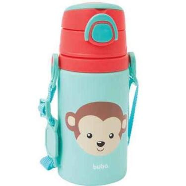 Imagem de Garrafinha Alumínio Com Canudo Animal Fun Macaco 400Ml Buba, 450ml, Ve