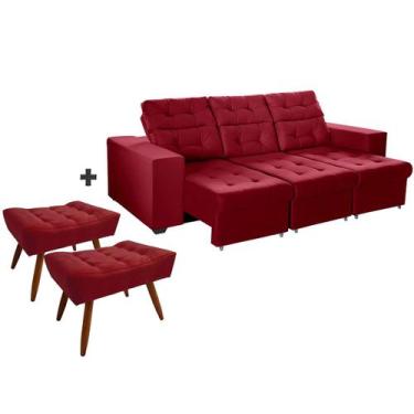 Imagem de Combo de Sofá 3 Lugares Itália Plus 2,10m Retrátil Reclinável com 2 Pu