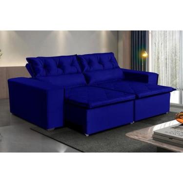 Imagem de Sofá Paraná 2,00 metros Retrátil e Reclinável  Veludo Azul  Sofá na We