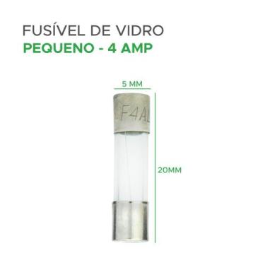 Imagem de 100x Fusível De Vidro 5x20 Pequeno Kit Com 100 Peças 4 Amp - GREEN, 04