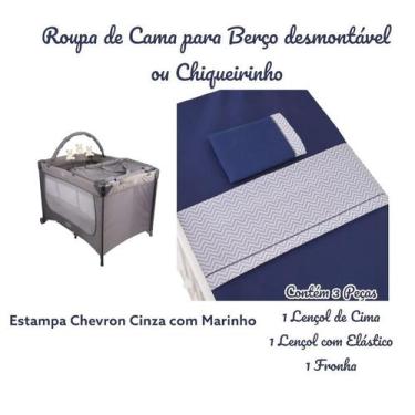 Imagem de Kit Roupa de Cama para Berço Desmontável Portátil Chiqueirinho 3 Peças