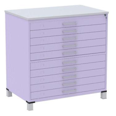 Imagem de Mapoteca 10 Gavetas Pandin 120 cm (Larg) Inmetro Tampo MDP Cinza Estru