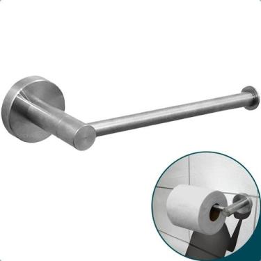 Imagem de Porta Papel Higiênico Inox Escovado Papeleira De Parede Suporte Papel 