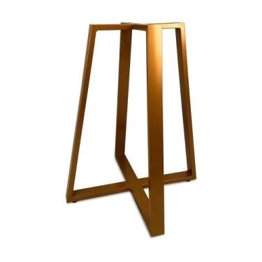 Imagem de Base De Mesa Gizé Tampos Pedra Vidro Madeira De 1m - Loja da Isa, Dour