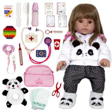 Imagem de Bebê Reborn de Silicone Menina Panda Baby com Itens Presente - Cegonha