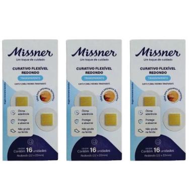 Imagem de Kit 3 Curativo Flexível Redondo Transparente 16Un - Missner