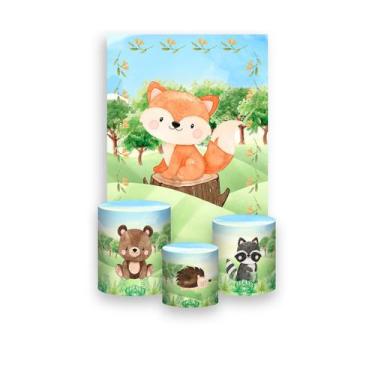 Imagem de Painel De Festa Vertical 1,50 x 2,20 + Trio De Capas Cilindro - Bosque