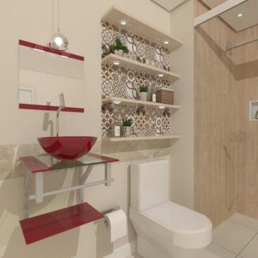 Imagem de Gabinete de vidro croácia 40cm ac vermelho cereja - EKASA