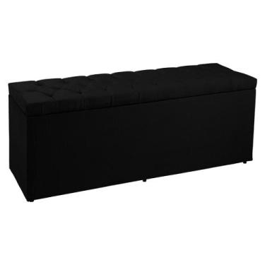 Imagem de Calçadeira Recamier Baú Casal 1,40m Madrid Suede - Pallazio, Preto