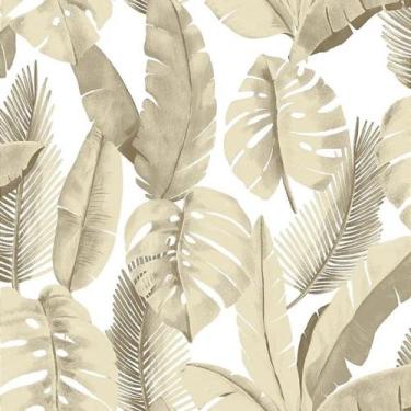 Imagem de Papel de Parede Atemporal Bobinex Folhagem Folhas - Rolo 10mx52cm, Beg