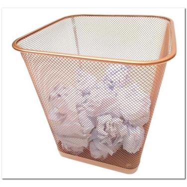 Imagem de Lixeira Aramada Retangular Escritório Rose Gold 12L - Markys Store