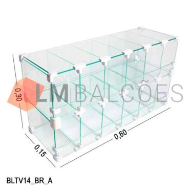 Imagem de Baleiro Expositor Branco de Vidro 0,60 x 0,30 x 0,15m - LM Balcoes