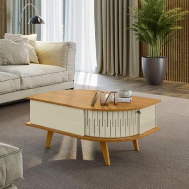 Imagem de Mesa de Centro com 2 Portas 90x40cm Indianapolis Madetec, Cumaru/Opala