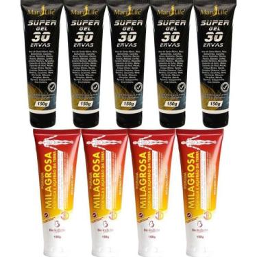 Imagem de Kit 5 Super Gel 30 Ervas 150g + 4 Pomada Massageadora Milagrosa 150g -