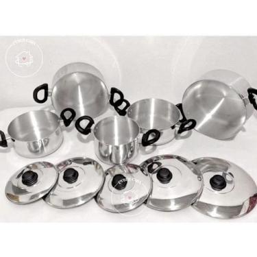 Imagem de Jogo Conjunto Panelas 5 Pçs Alumínio Grosso Brilho Espelhado - Grenada