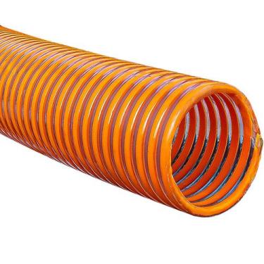 Imagem de Rolo de 10 Metros Mangueira PVC Espiral Sucção Descarga Pesada Laranja